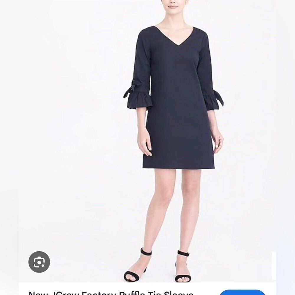 J. Crew ruffle sleeve v neck shift dress cotton above the knee, size 4